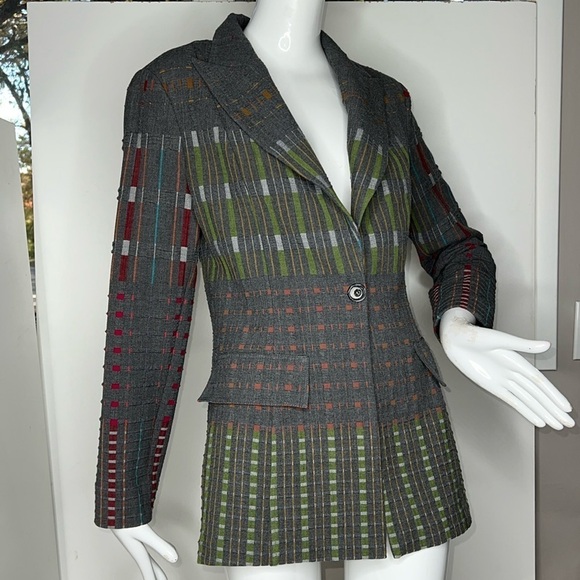 Kevan Hall Sz 10 Fitted Gray Wool With Some Stetch Blazer Jacket Made in USA - Picture 2 of 12